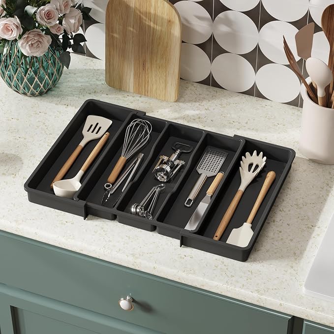 Lifewit Utensil Organizer for Kitchen Drawers, Expandable Cooking Utensil Tray - Image 8
