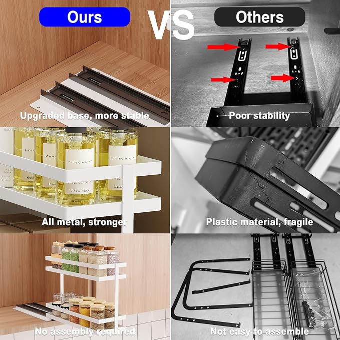Mustorn 4 Pack Pull Out Spice Rack Organizer - Image 4