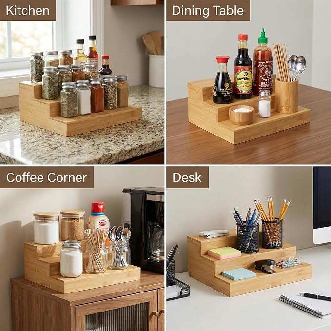 2 Pack Bamboo Spice Rack Organizer - Image 7