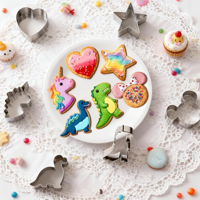 Stainless Steel Cookie Cutters, Mickey Unicorn Dinosaur Heart Star Cookie - Image 2