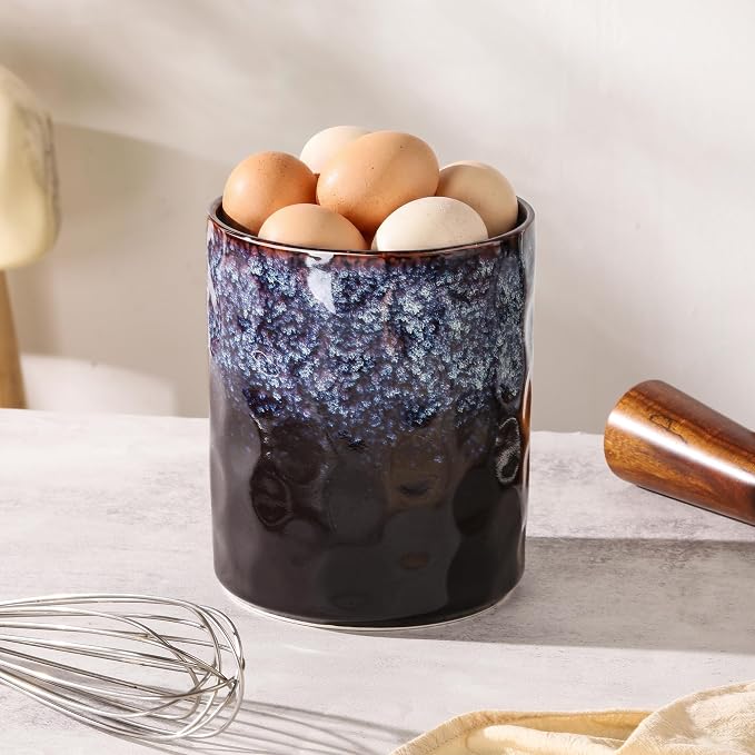Ceramic Utensil Holder, Large 7.3" Ceramic Kitchen Utensil Crock, Handmade - Image 4