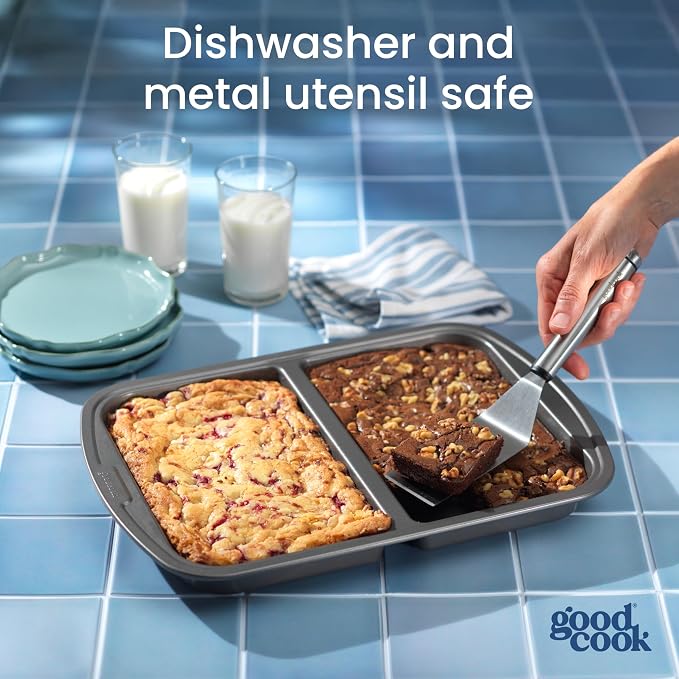 GoodCook Everyday Divided Baking Pan 1.5-Inch Deep 2-Section Non-Stick - Image 7