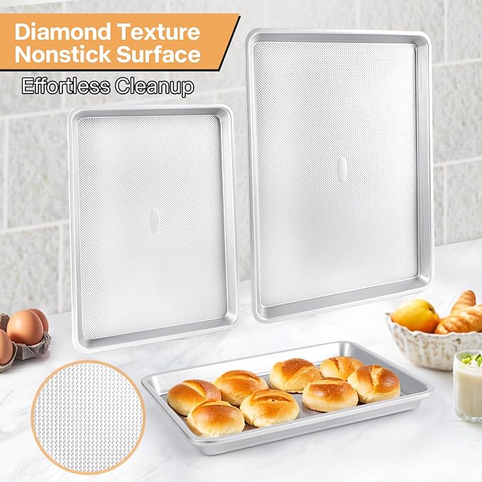 3-Piece Non-Stick Baking Sheet Set | PFOA/PFOS/PTFE-Free, 0.8mm Heavy-Duty Steel - Image 4