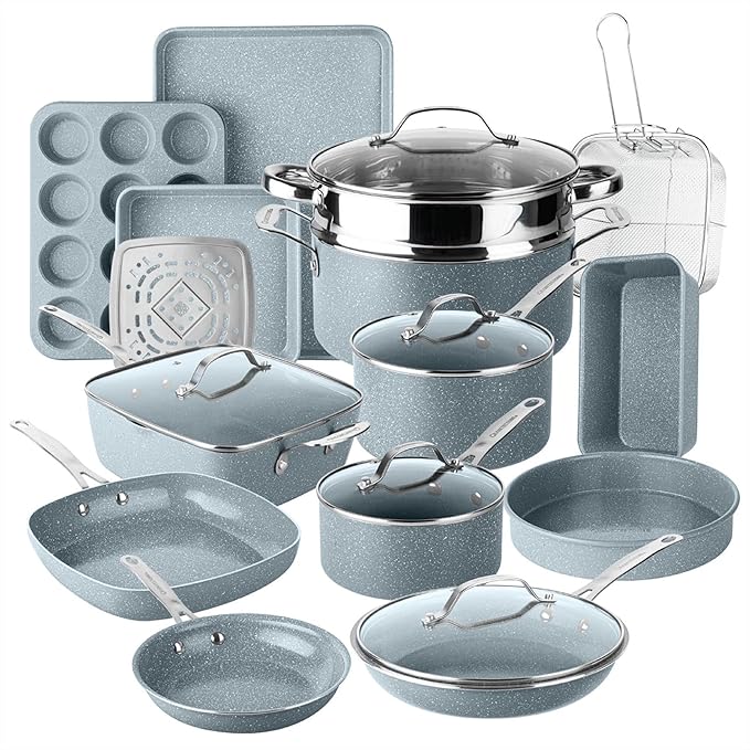 Granitestone Ceraluxe 20 Pc Ceramic Cookware Set Nonstick, Complete Pots and by Granitestone+