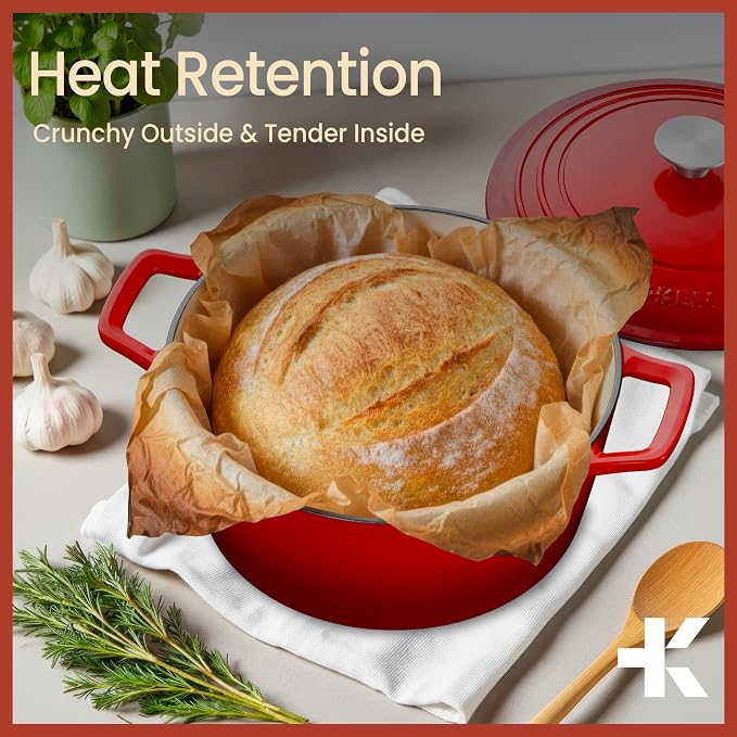 Bakken Enameled Cast Iron Dutch Oven Pot, 6QT Dutch Oven - Image 3