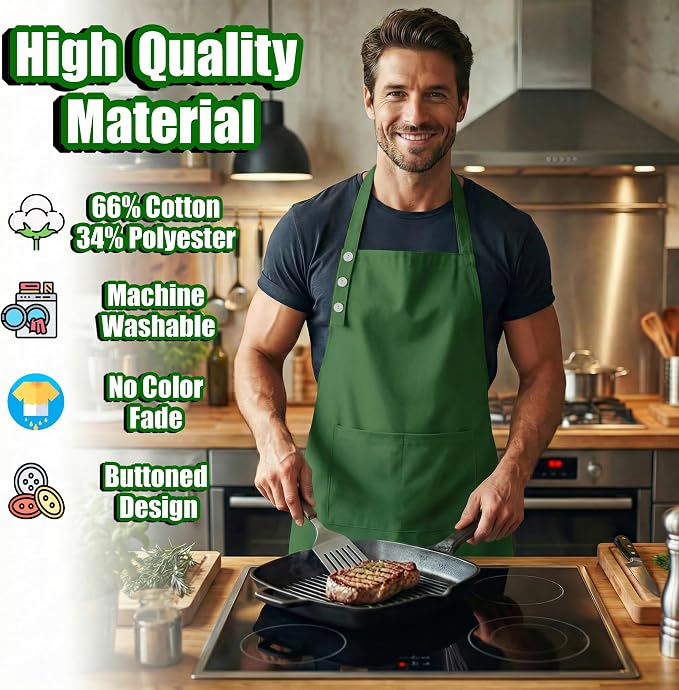 TOSHE Kitchen Apron Waterdrop Resistant Cotton Apron - Image 3