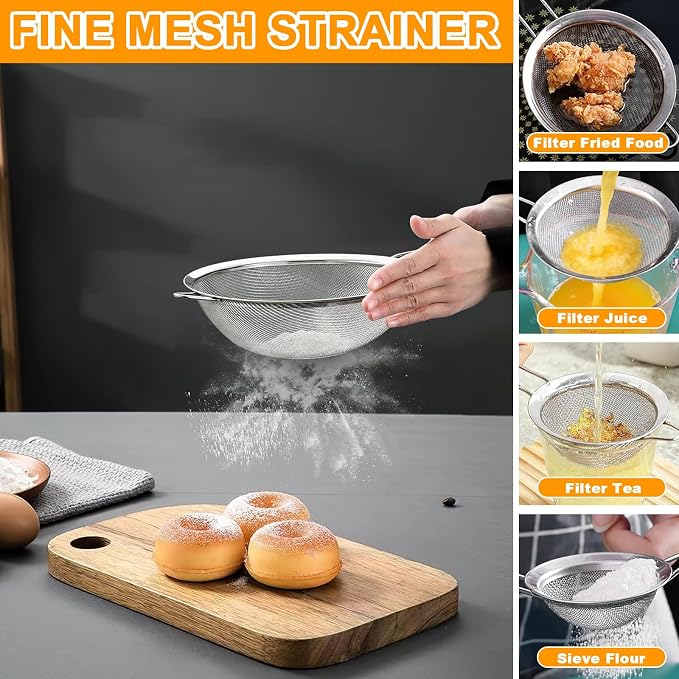 Colander Stainless Steel, 7 Piece Strainers and Colanders Set, Mesh Strainer - Image 4