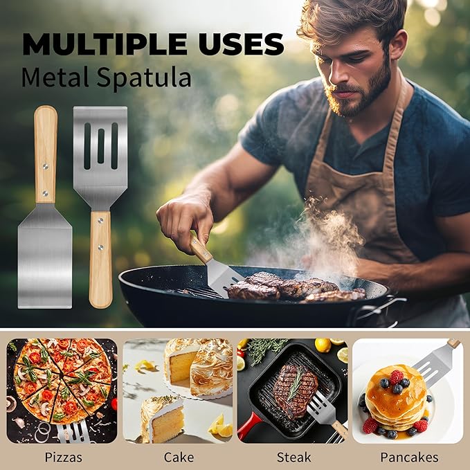 2 Pieces Stainless Steel Spatula Set, Metal Spatula - Image 4