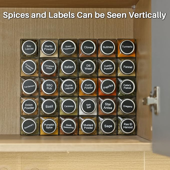 MIUKAA 49-Pack Cube Glass Spice Jars - Image 7
