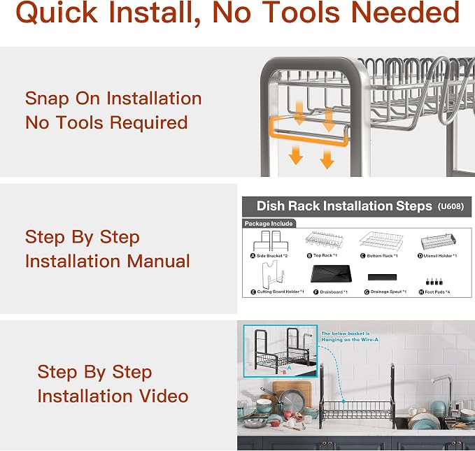 2 Tier Dish Drainer Drying Rack - Image 8