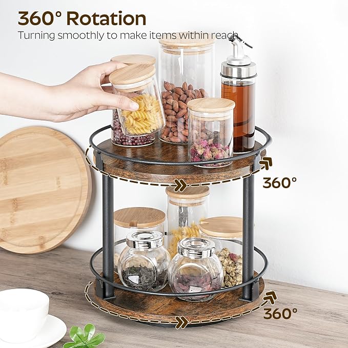 YATINEY Spice Rack, 2-Tier Turntable Organizer, Rotating Spice Rack Organizer - Image 3