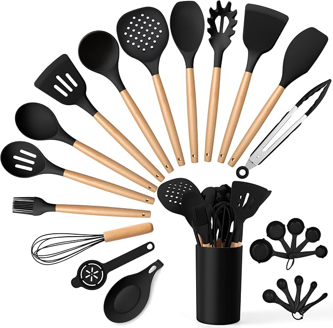 E-far Black Kitchen Utensils Set by E-far