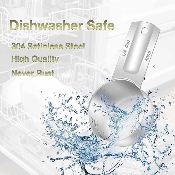 2PCS 1/4Cup Single Measuring Cup, Etched Inner Scale Stainless Steel Measure - Image 6