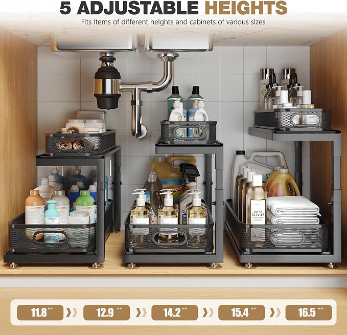 2-Pack 18.5 IN Depth Under Sink Organizer - Image 9