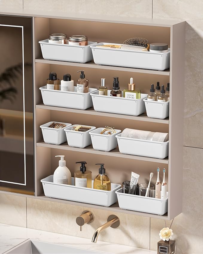 KEMETHY 25 PCS Plastic Drawer Organizers Set, 4 Sizes Vanity Organizer - Image 7