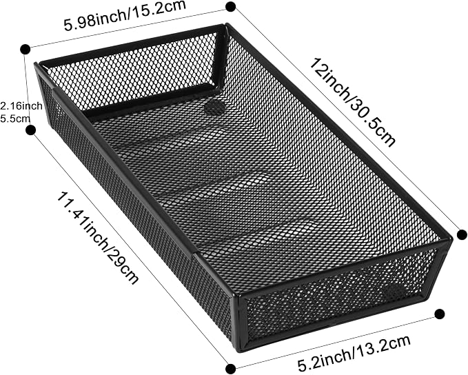 Mesh Tray Silverware Drawer Organizer, Utensil Cutlery Tray Office Supplies - Image 2