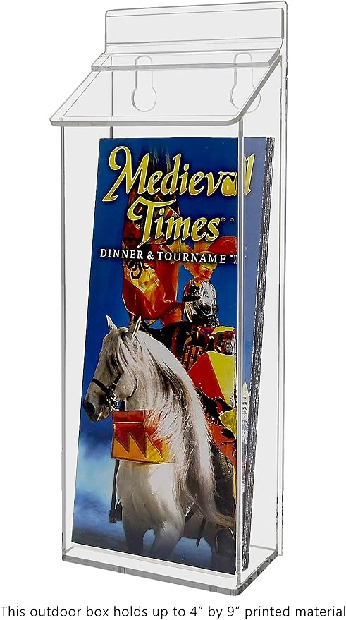 Outdoor Brochure Holder Holds 4" x 9" Advertising Trifolds Clear Acrylic Wall - Image 4