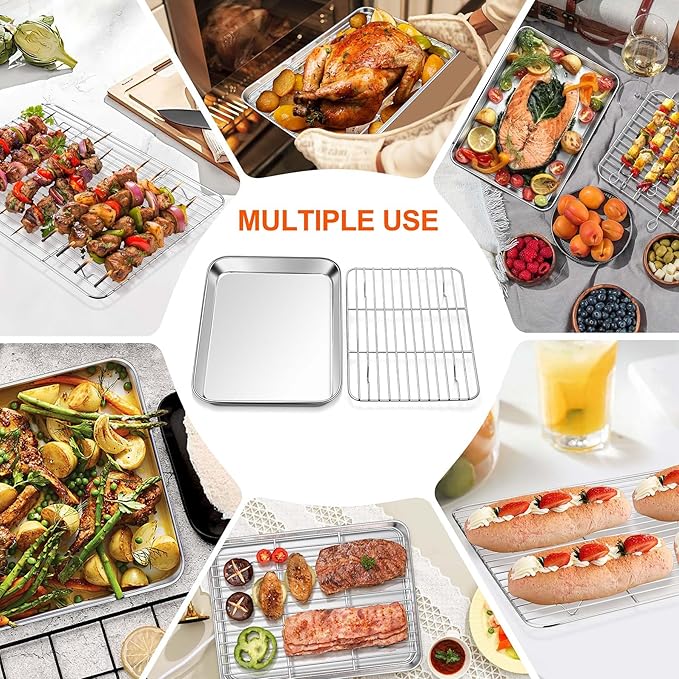 Homikit Baking Sheet with Wire Rack, 10.5 x 8 Inches Stainless Steel Small - Image 8