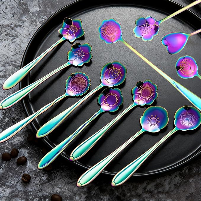 12 Pcs Flower Coffee Tea Spoons Set - Image 7