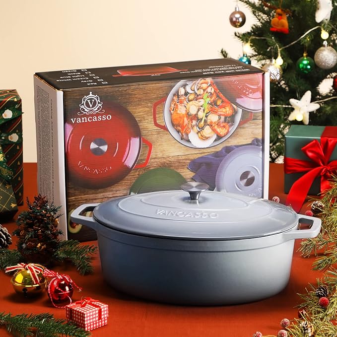 vancasso Enameled Cast Iron Dutch Oven, 9.3 Quart Dutch Oven Pot - Image 7