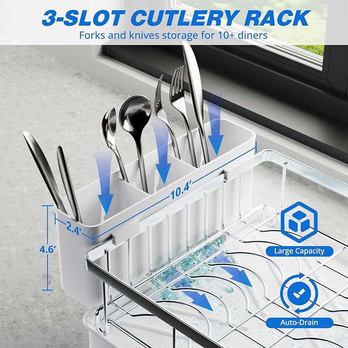 Godboat Dish Drying Rack, 2-Tier Dish Rack - Image 5