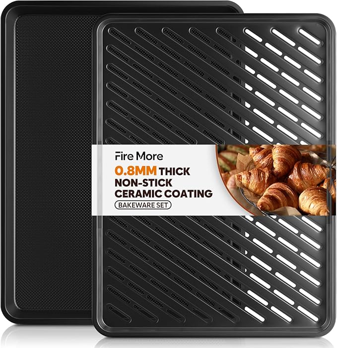 Half Sheet Pan with Cooling Rack 17.3” x 13.1”, Cookie Sheets by FireMore