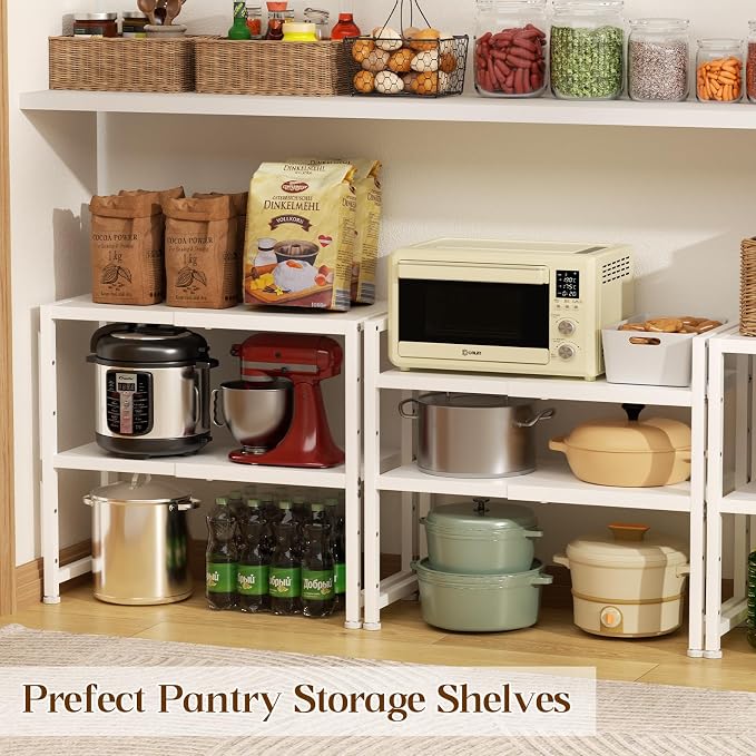 2-Tier Expandable Kitchen Storage Shelf, 150LBS Heavy Duty Metal Shelving Units - Image 8