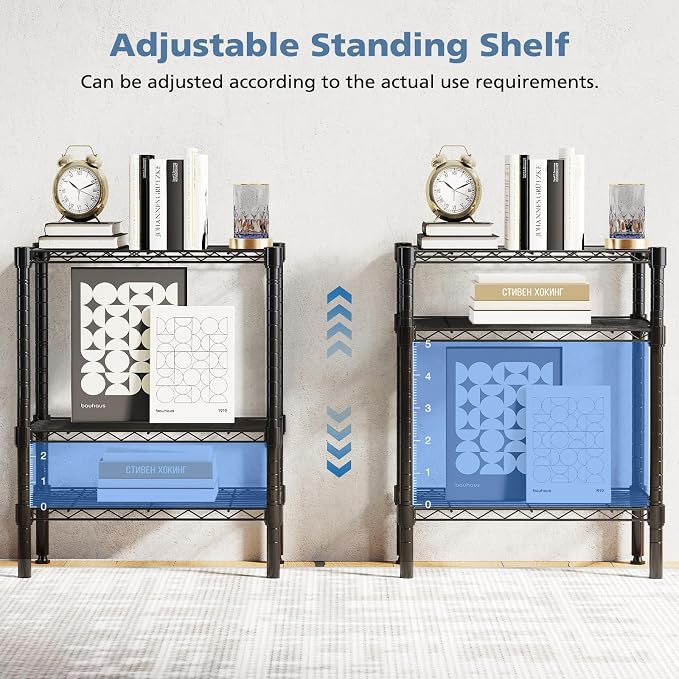 DUMOS 3-Tier Metal Wire Storage Shelves, Adjustable Standing Storage Rack Shelf - Image 5