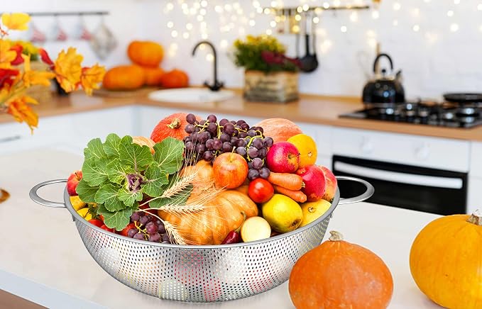 TeamFar Colander Set of 3, Stainless Steel Perforated Metal Colander Strainer - Image 9
