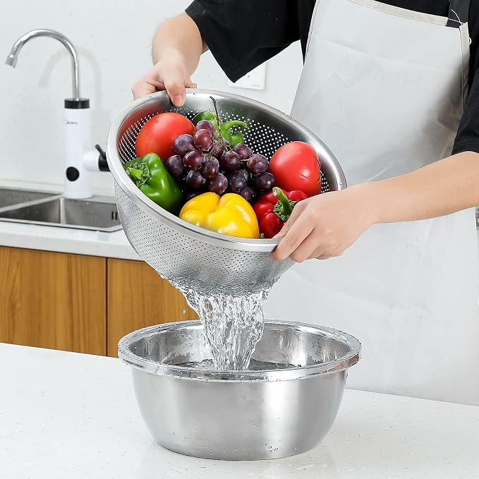 304 Stainless Steel Microporous Colander, 2QT Large Capacity - Image 3