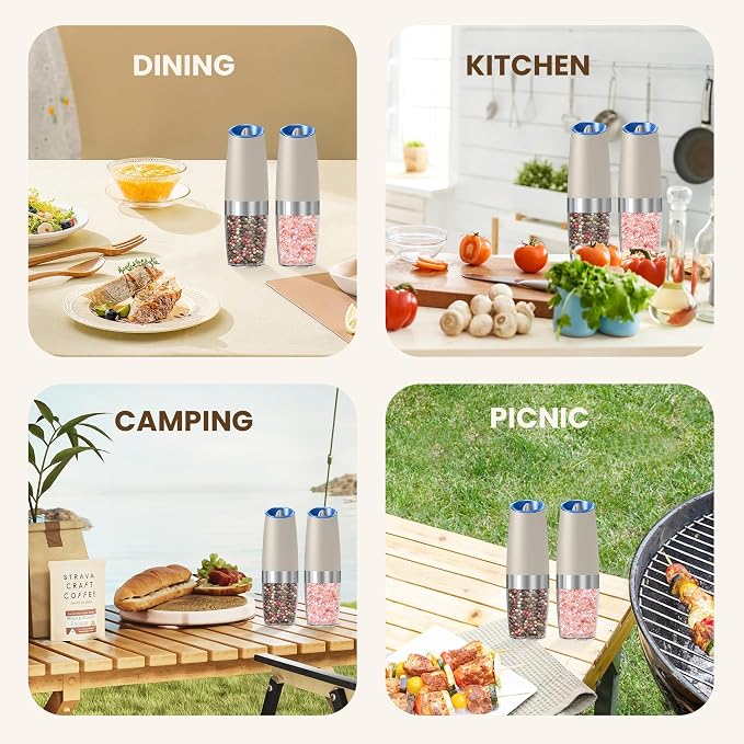 Gravity Electric Salt And Pepper Grinder Set, Automatic Salt And Pepper Grinder - Image 7