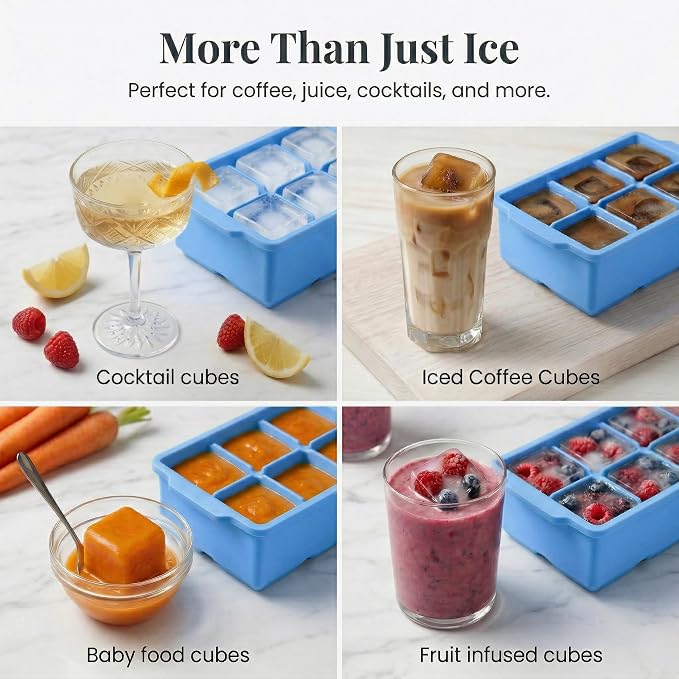 KitchFort Large Silicone Ice Cube Tray, Easy Release 2" Big Ice Cubes - Image 7