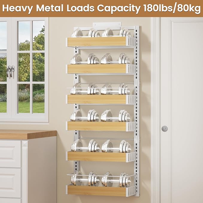 POKIPO 6 Tier Over The Door Pantry Organizer, 2-in-1 Door Hanging or Wall - Image 8