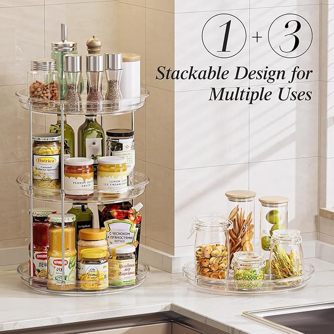 LAMU Rotating Makeup Organizer for Vanity, 10.6in 2 Tier Lazy Susan Turntable - Image 6