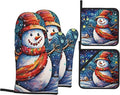 Winter Snowman Oven Mitts & Potholder Set of 4 by Unknown