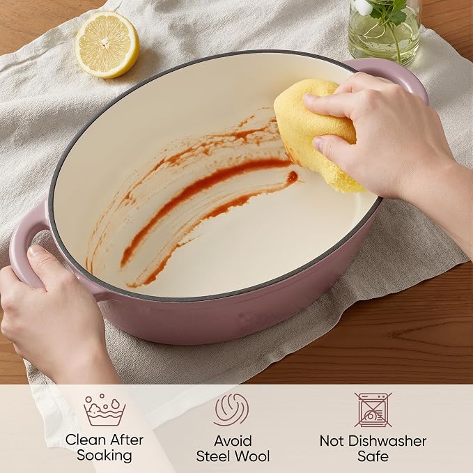 Oval Dutch Oven for Bread Baking, 4.5 Quart Non Stick Enameled Cast Iron Dutch - Image 7