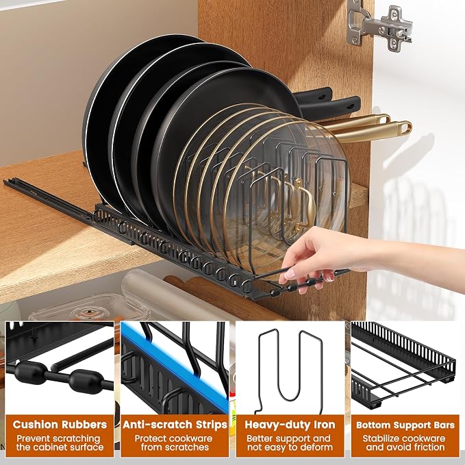 Housolution 2 Pack Pull Out Pot and Pan Organizer - Image 4