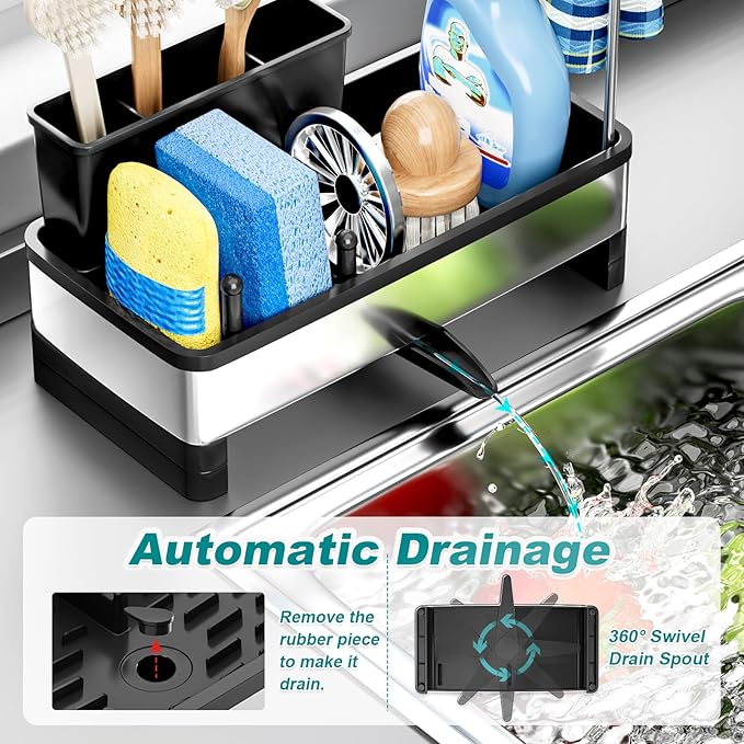 Ewaiira Stainless Steel Sink Caddy, Sponge Holder - Image 5