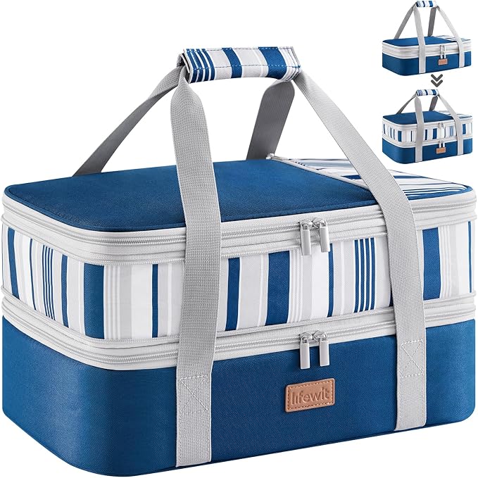 Lifewit Insulated Double Decker Casserole Carrier, Expandable Lasagna Lugger by Lifewit