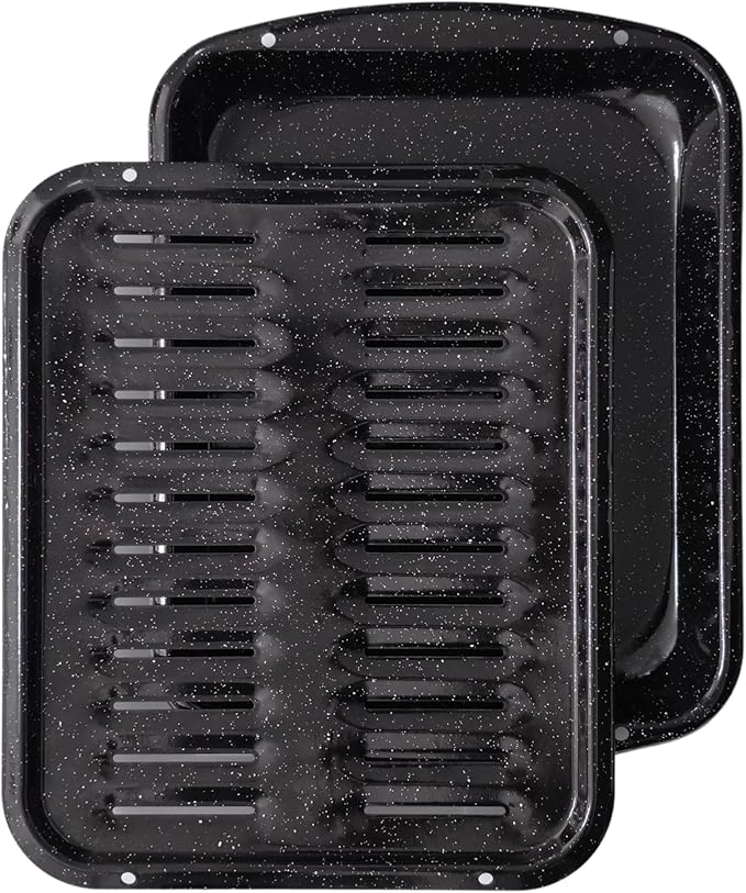 Broiler Pan for Oven Nonstick 16.75” x 13” Porcelain Nonstick Coated by Unknown