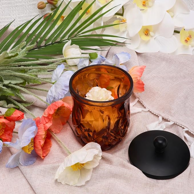 Qtip Holder, 10 Oz Amber Glass Apothecary Jars - Image 4