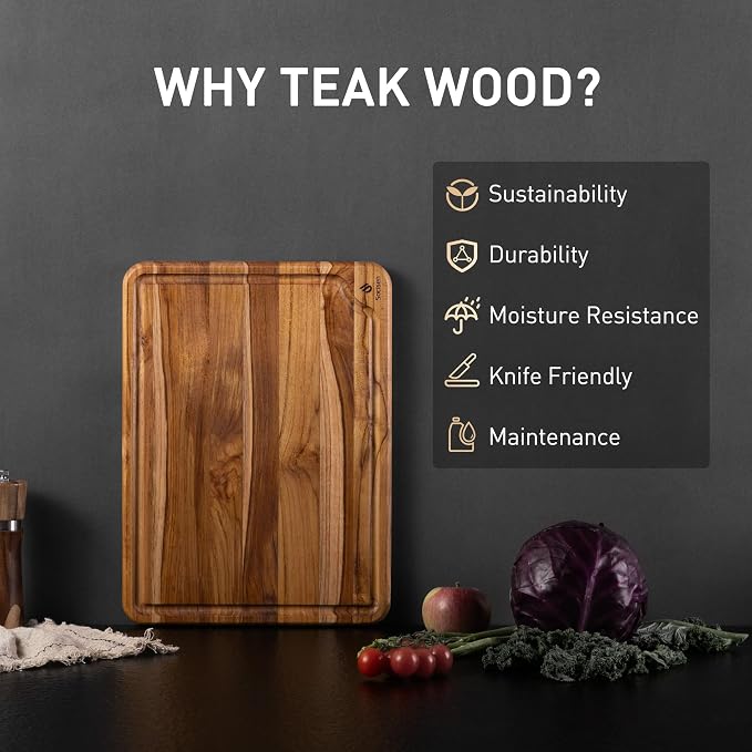 Teak Cutting Board 15inch Non Slip Over Sink Kitchen 2025 First Apartment - Image 2