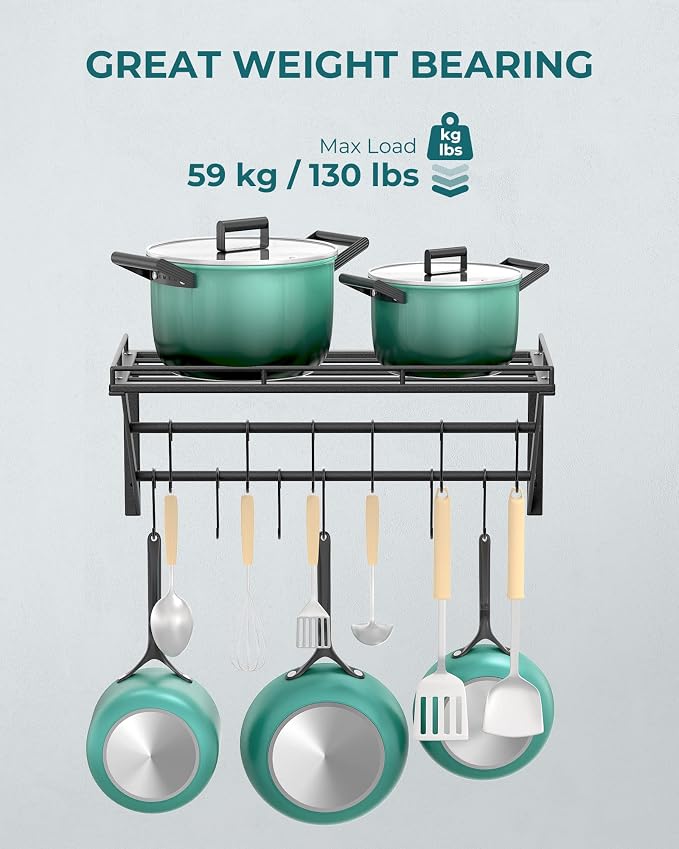 OROPY 23 Inch Wall Mounted Pot Rack Storage Shelf - Image 3