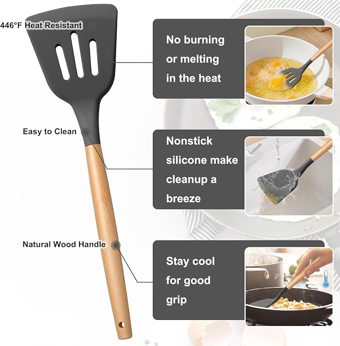 E-far Silicone Cooking Utensils Set, 5-Piece Kitchen Utensils Set - Image 3