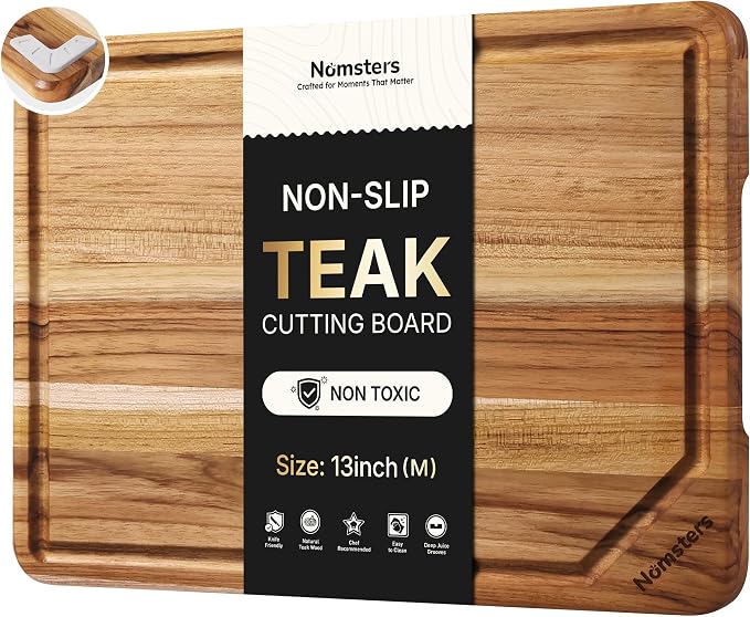 Teak Wood Cutting Board for Kitchen 13inch Charcuterie Board Serving Heavy Duty by Unknown