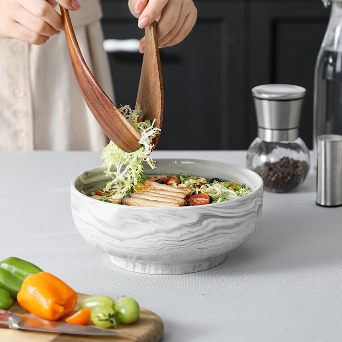 MALACASA Large Serving Bowls, 60 OZ Salad Bowls Set of 2, Ceramic Mixing Bowls - Image 7