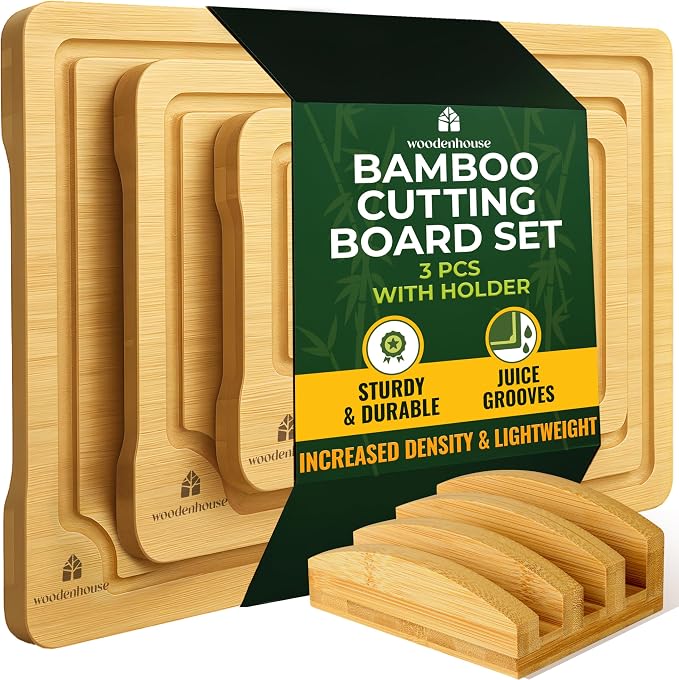 Bamboo Cutting Board Set of 3 by Woodenhouse
