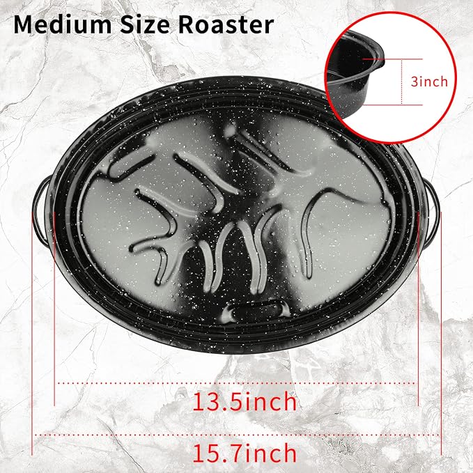 JY COOKMENT 15.7" Enameled Oval Roaster - Image 5