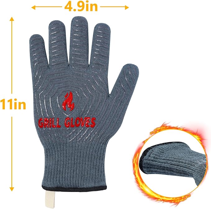 QUWIN BBQ Gloves, Oven Gloves 1472℉ Extreme Heat Resistant, Grilling Gloves - Image 7