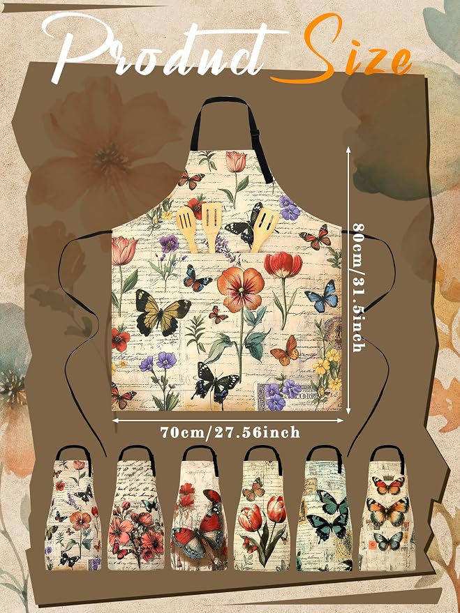 Bencailor 6 Pcs Spring Kitchen Aprons - Image 3